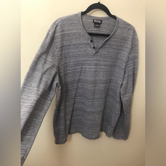 MICHAEL Michael Kors Mens Cotton Space Dye Grey Long Sleeve Henley Sweater XL - Picture 7 of 12